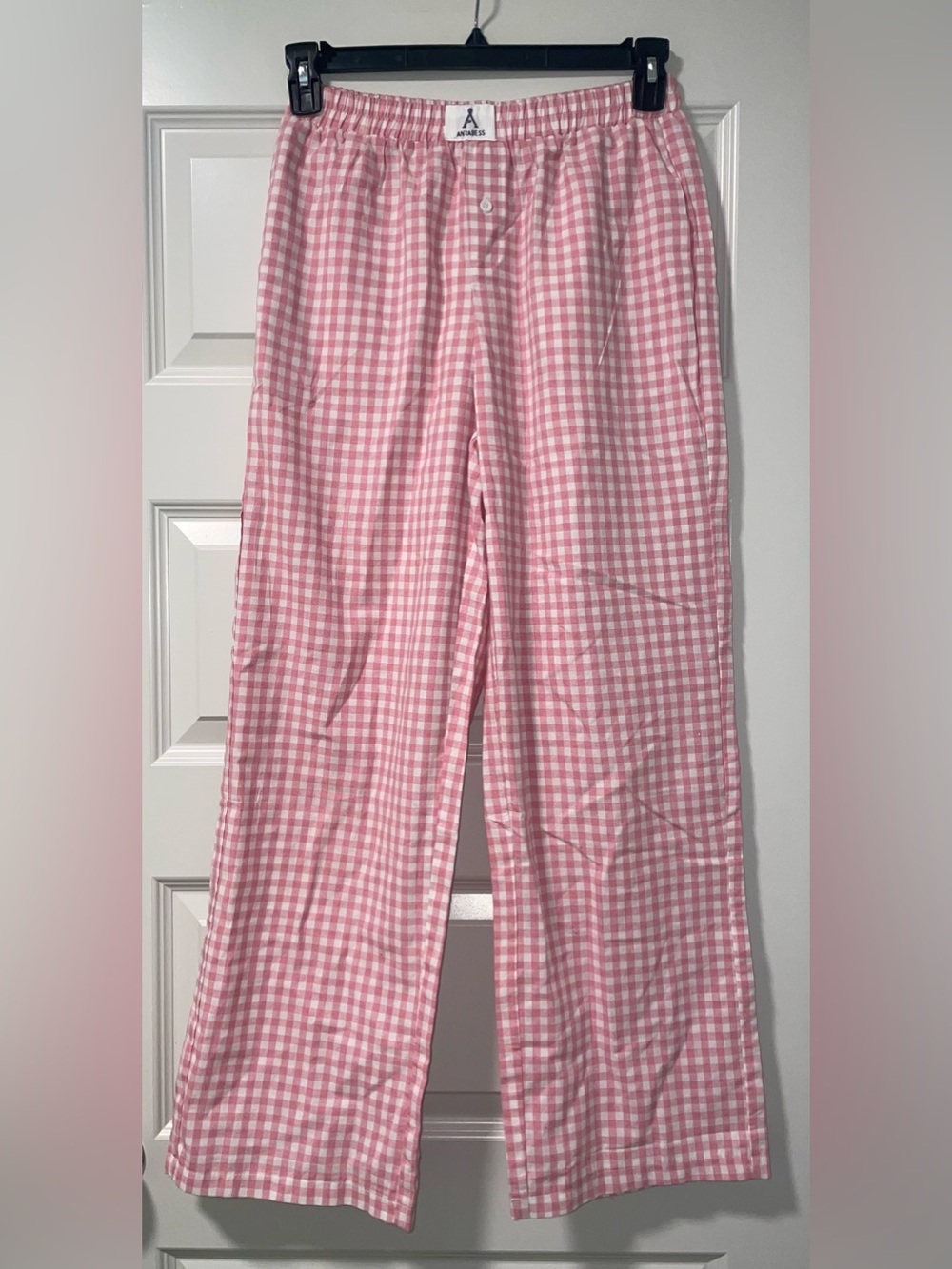 ANRABESS Pink and White Gingham Boxer Lounge Pants
